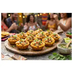 Tostones rellenos de jamón y queso miniatura 1